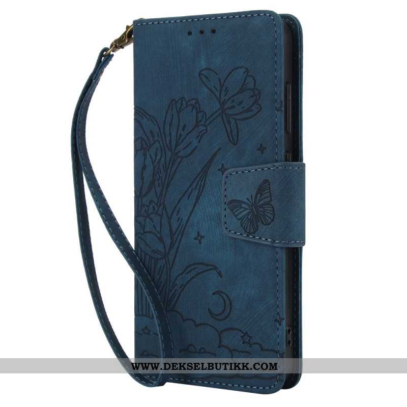 Lærdeksel Folio Deksel Samsung Galaxy S25 5g Blomstermønster Med Semsket Skinneffekt