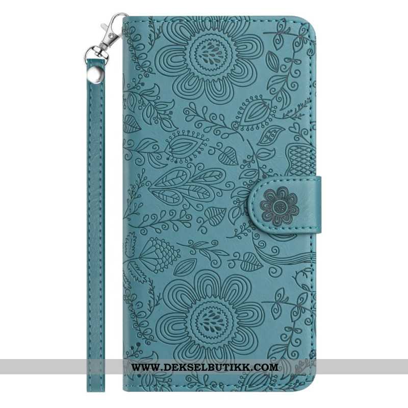 Lærdeksel Folio Deksel Samsung Galaxy S25 5g Blomstertrykk