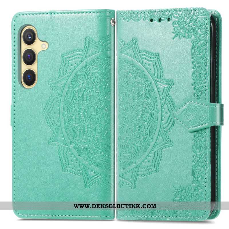 Lærdeksel Folio Deksel Samsung Galaxy S25 5g Mobildeksel Barokk Mandala-snor