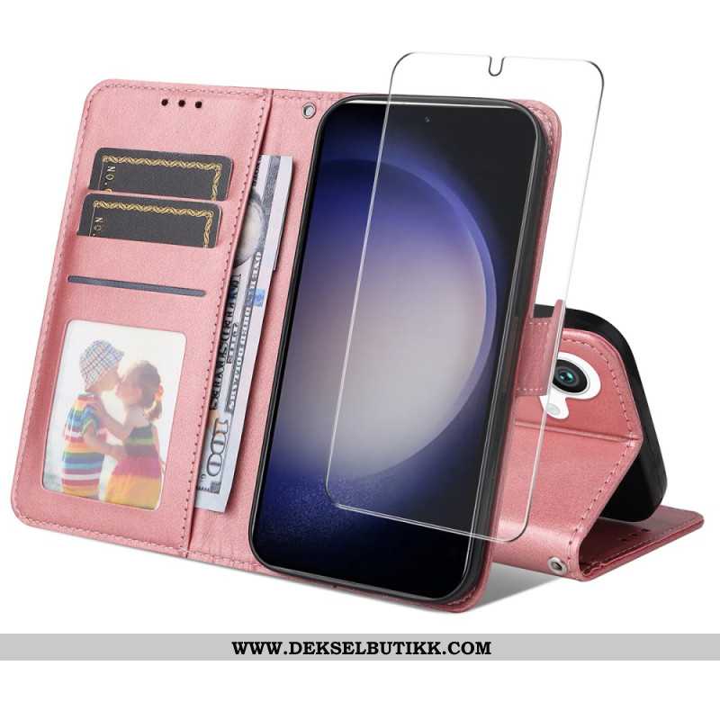 Lærdeksel Folio Deksel Samsung Galaxy S25 5g Mobildeksel Enkay Kunstskinn Med Skjermbeskytter I Herd