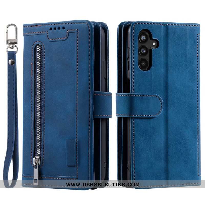 Lærdeksel Folio Deksel Samsung Galaxy S25 Fe Kortholder Og Glidelås