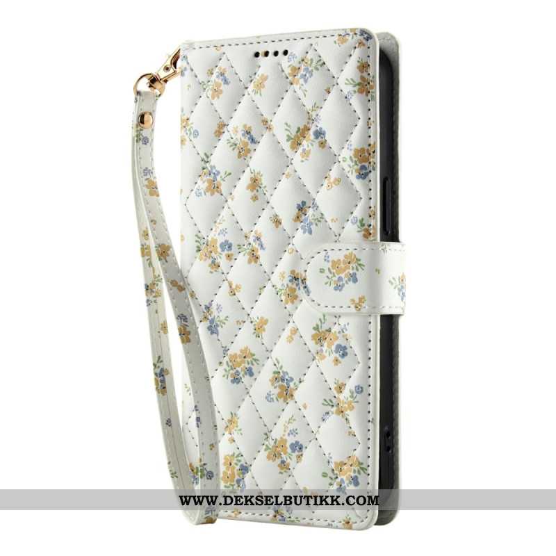 Lærdeksel Folio Deksel Samsung Galaxy S25 Fe Mobildeksel Blomstersnor