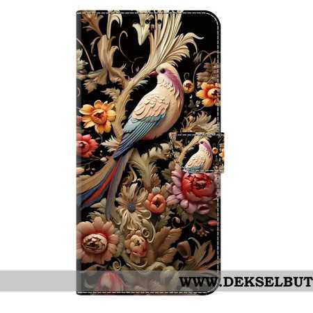 Lærdeksel Folio Deksel Samsung Galaxy S25 Plus 5g Mobildeksel Blomster Og Fugler