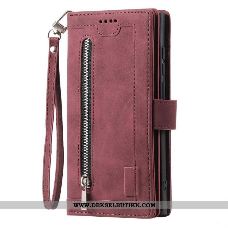 Lærdeksel Folio Deksel Samsung Galaxy S25 Ultra 5g Mobildeksel Glidelåslommebok