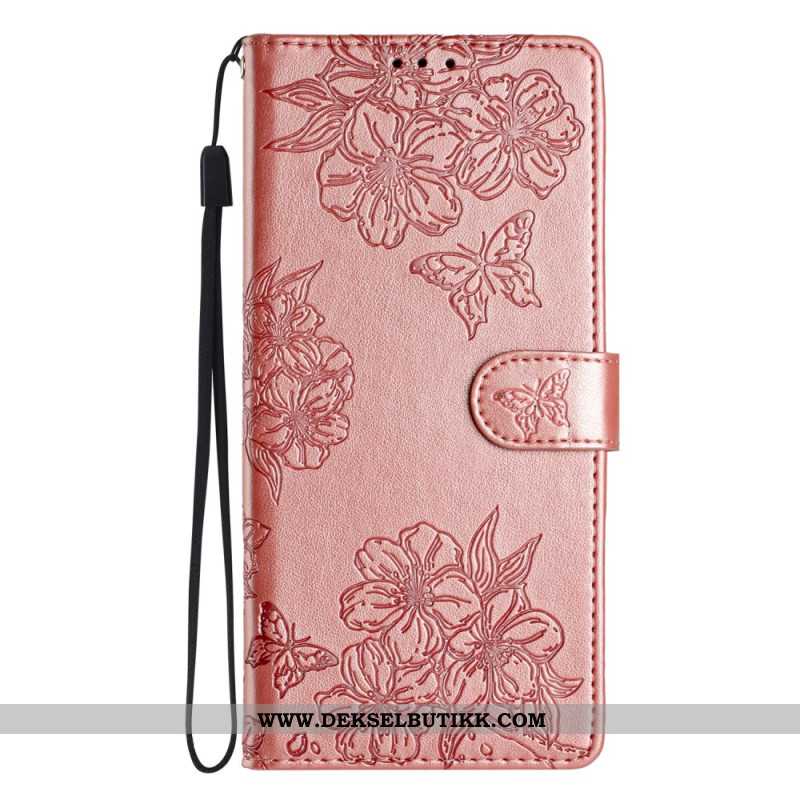 Lærdeksel Folio Deksel Samsung Galaxy S25 Ultra 5g Mobildeksel Kirsebærblomster