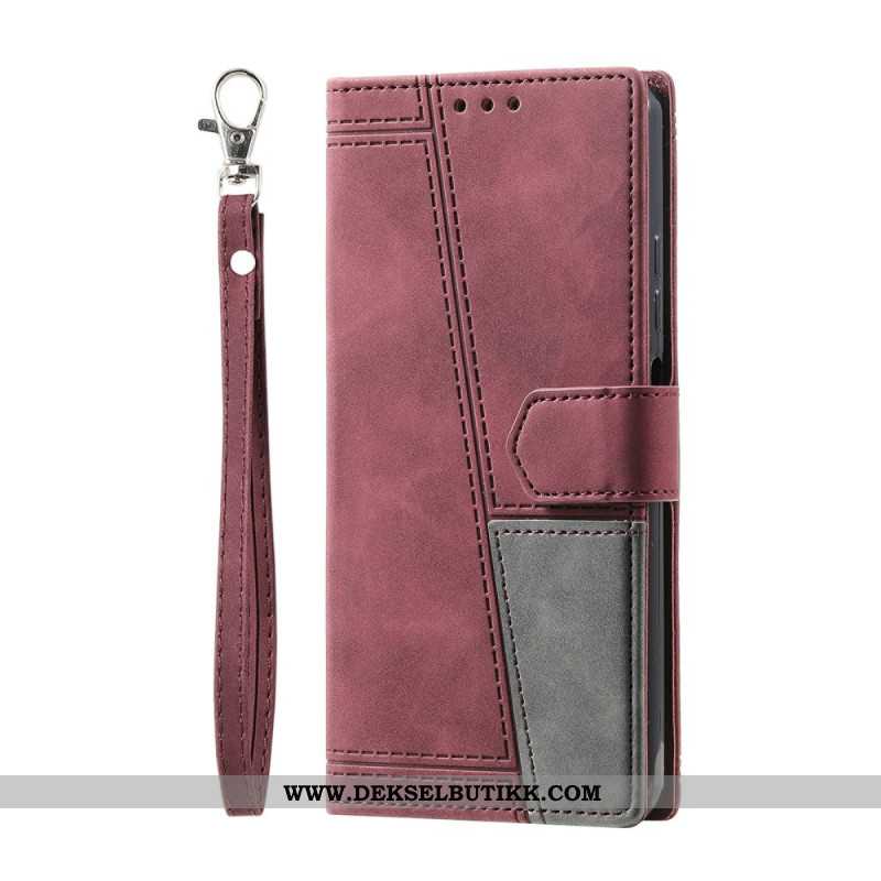 Lærdeksel Folio Deksel Samsung Galaxy S25 Ultra 5g Mobildeksel Tofarget Rfid-lommebok I Semsket Skin