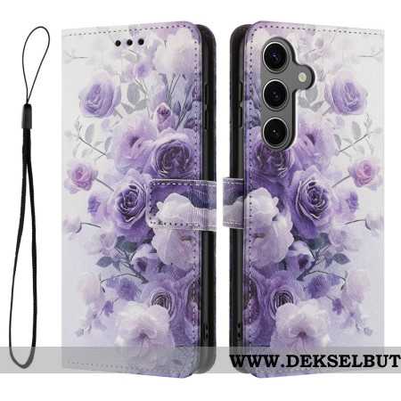 Lærdeksel Folio Deksel Samsung Galaxy S26 Lilla Roser