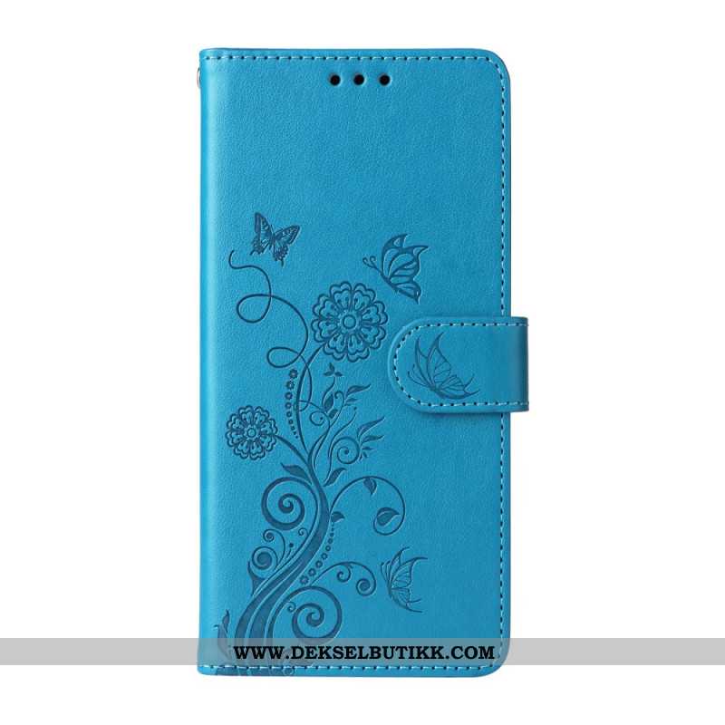 Lærdeksel Folio Deksel Samsung Galaxy S26 Mobildeksel Blomstersommerfugler