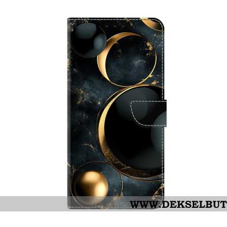 Lærdeksel Folio Deksel Samsung Galaxy S26 Mobildeksel Gullringer