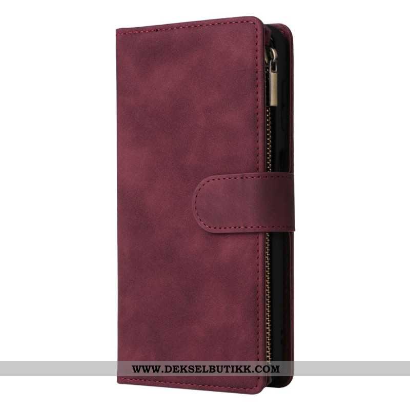 Lærdeksel Folio Deksel Samsung Galaxy S26 Mobildeksel Lommebok Med Glidelås I Semsket Skinneffekt