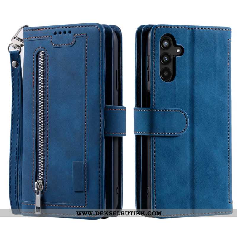 Lærdeksel Folio Deksel Samsung Galaxy S26 Plus 9 Kortspor Og Glidelås