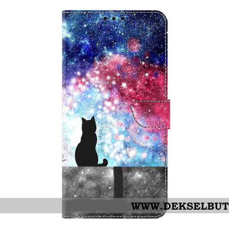Lærdeksel Folio Deksel Samsung Galaxy S26 Plus Katt I Stjernehimmelen