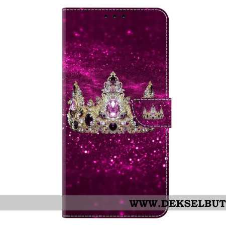 Lærdeksel Folio Deksel Samsung Galaxy S26 Plus Lilla Diamantkrone