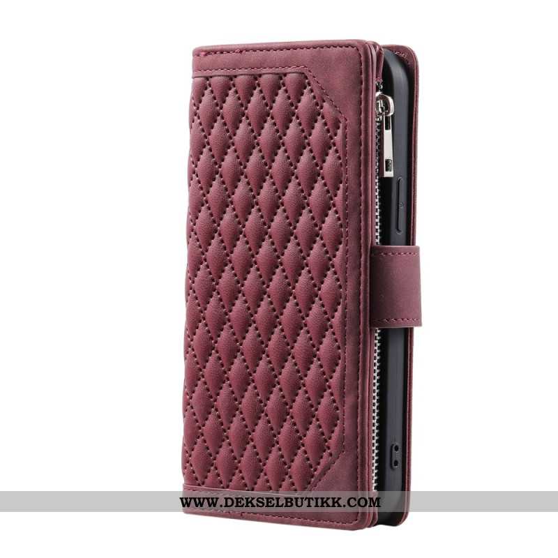 Lærdeksel Folio Deksel Samsung Galaxy S26 Plus Vattert Lommebok Med Stropp