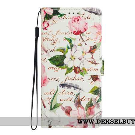 Lærdeksel Folio Deksel Samsung Galaxy S26 Ultra Mobildeksel Blomsterpoesi