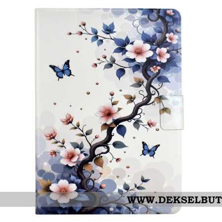 Lærdeksel Folio Deksel Samsung Galaxy Tab S11 Mobildeksel Blomster Og Sommerfugler