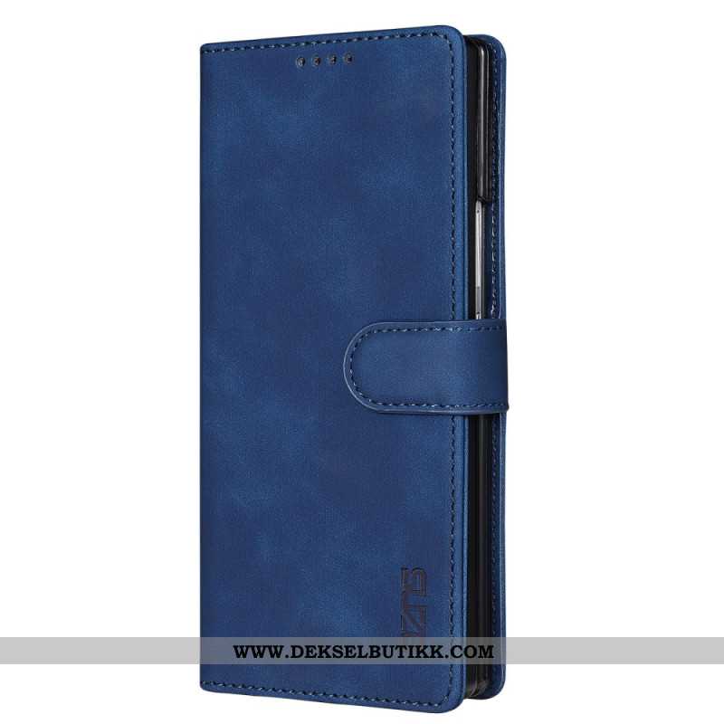 Lærdeksel Folio Deksel Samsung Galaxy Z Fold 7 Mobildeksel Azns Semsket Skinn-effekt