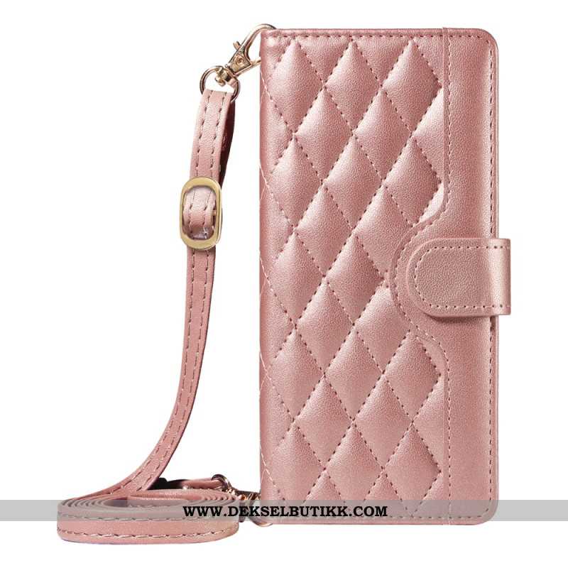 Lærdeksel Folio Deksel Sony Xperia 1 Vii Vattert Med Stropp Og Skulderstropp