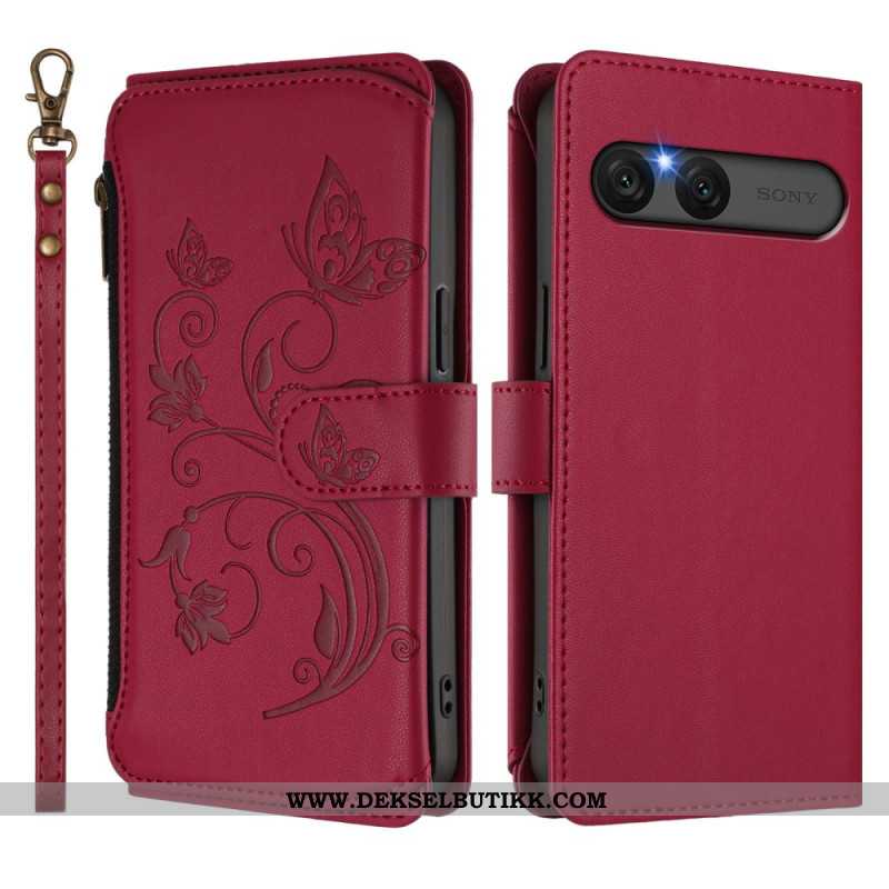 Lærdeksel Folio Deksel Sony Xperia 10 Vii Mobildeksel Blomster-rfid-lommebok