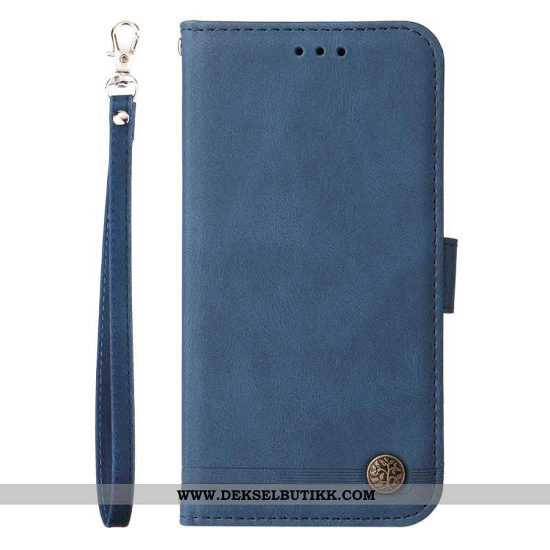 Lærdeksel Folio Deksel Xiaomi 15 Dekorativ Nagle Og Rem