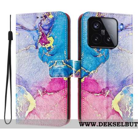 Lærdeksel Folio Deksel Xiaomi 15 Mobildeksel Flerfarget Marmor