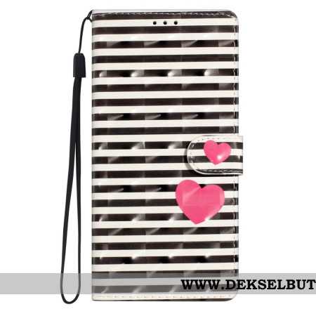 Lærdeksel Folio Deksel Xiaomi 15 Pro Mobildeksel 3d-striper Og Hjerter