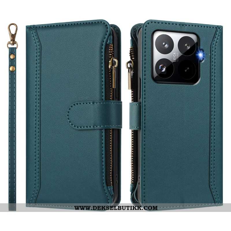 Lærdeksel Folio Deksel Xiaomi 15t Pro Lommebok Med Stropp