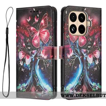 Lærdeksel Folio Deksel Xiaomi 15t Pro Mobildeksel Sommerfugltre