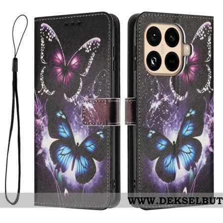 Lærdeksel Folio Deksel Xiaomi 15t Pro Mobildeksel To Sommerfugler