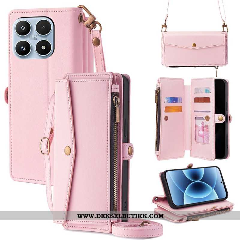 Lærdeksel Folio Deksel Xiaomi 17 Lommebok Med Skulderstropp Og Snor