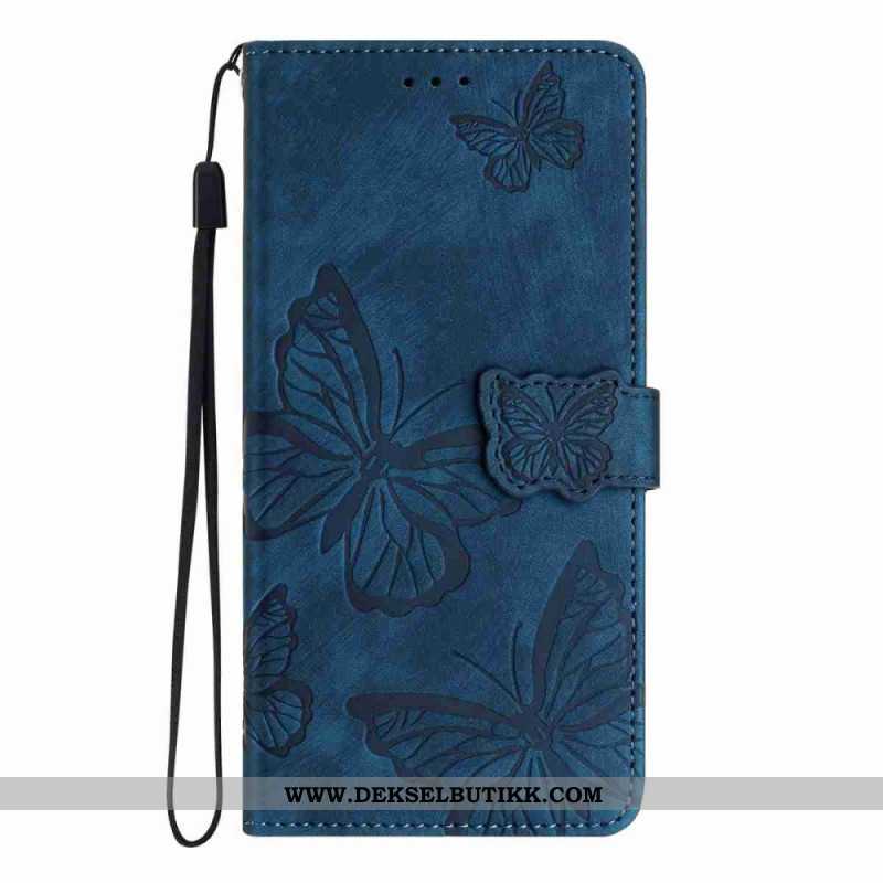 Lærdeksel Folio Deksel Xiaomi 17 Pro Mobildeksel Sommerfugldesign Med Semsket Skinneffekt