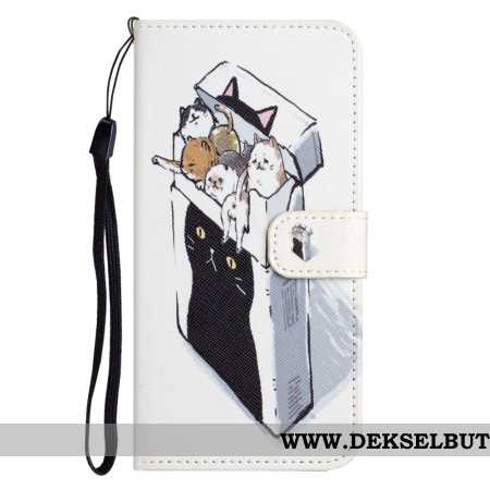 Lærdeksel Folio Deksel Xiaomi Redmi Note 14 4g Mobildeksel Katter I En Eske