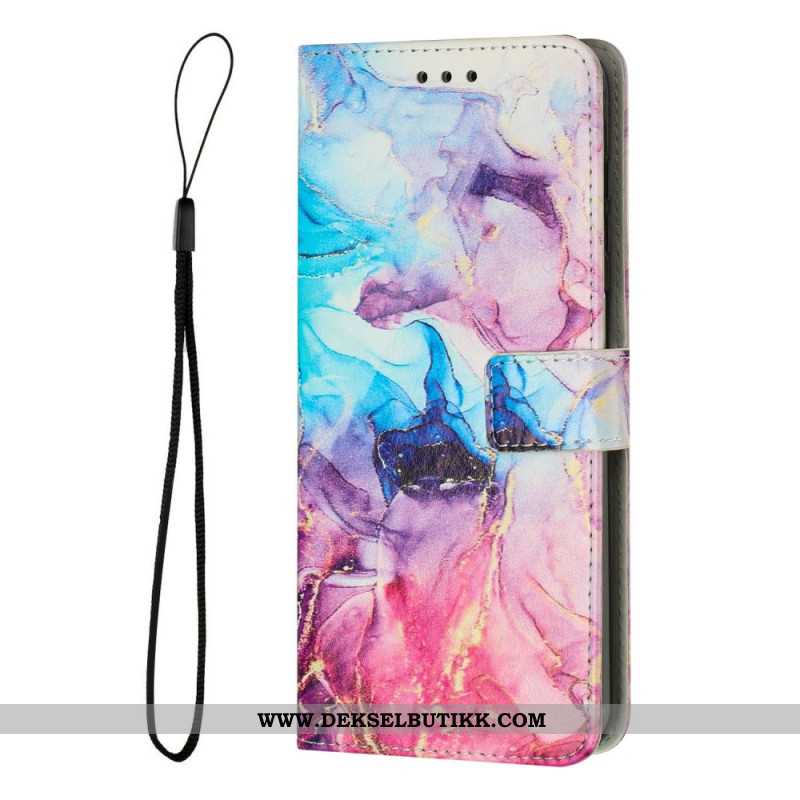 Lærdeksel Folio Deksel Xiaomi Redmi Note 14 4g Mobildeksel Marmorert Effekt