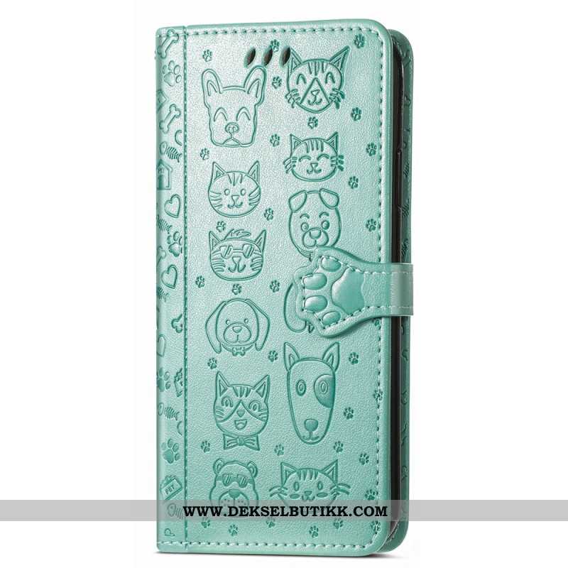Lærdeksel Folio Deksel Xiaomi Redmi Note 14 5g Animerte Dyr