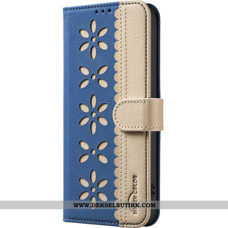 Lærdeksel Folio Deksel Xiaomi Redmi Note 14 5g Mobildeksel Blomster Binfen-farge