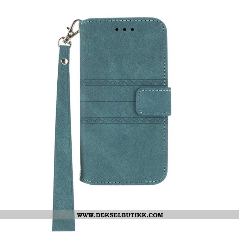 Lærdeksel Folio Deksel Xiaomi Redmi Note 14 5g Mobildeksel Frisemønster Med Stropp