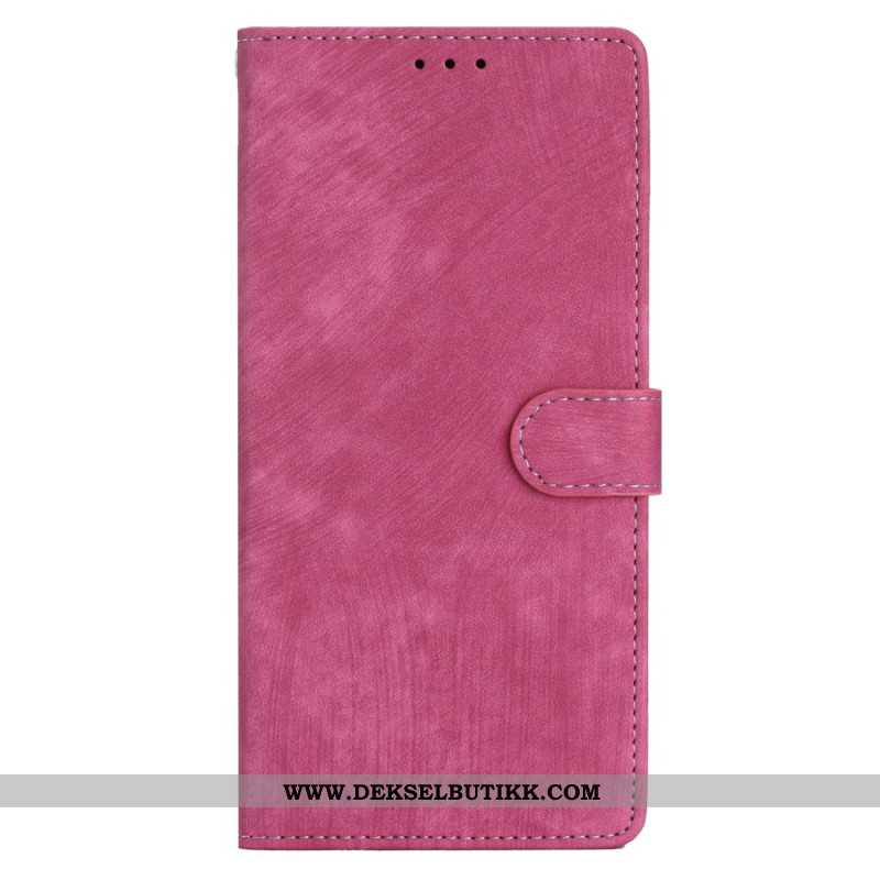 Lærdeksel Folio Deksel Xiaomi Redmi Note 14 5g Mobildeksel Semsket Skinneffekt Med Stropp