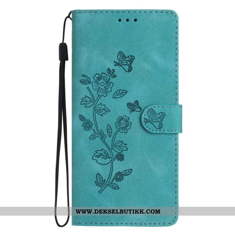 Lærdeksel Folio Deksel Xiaomi Redmi Note 14 Pro 4g Blomster- Og Sommerfugldesign