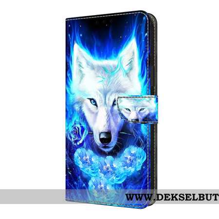 Lærdeksel Folio Deksel Xiaomi Redmi Note 14 Pro 4g Mobildeksel Hvit Ulv