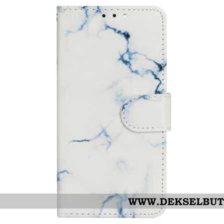 Lærdeksel Folio Deksel Xiaomi Redmi Note 14 Pro 4g Mobildeksel Hvitt Marmormønster