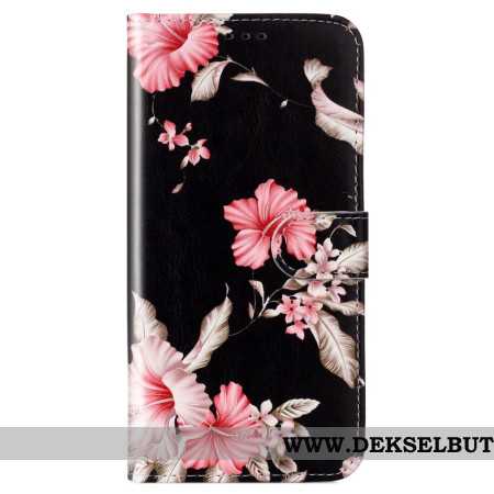 Lærdeksel Folio Deksel Xiaomi Redmi Note 14 Pro 4g Mobildeksel Rhododendroner