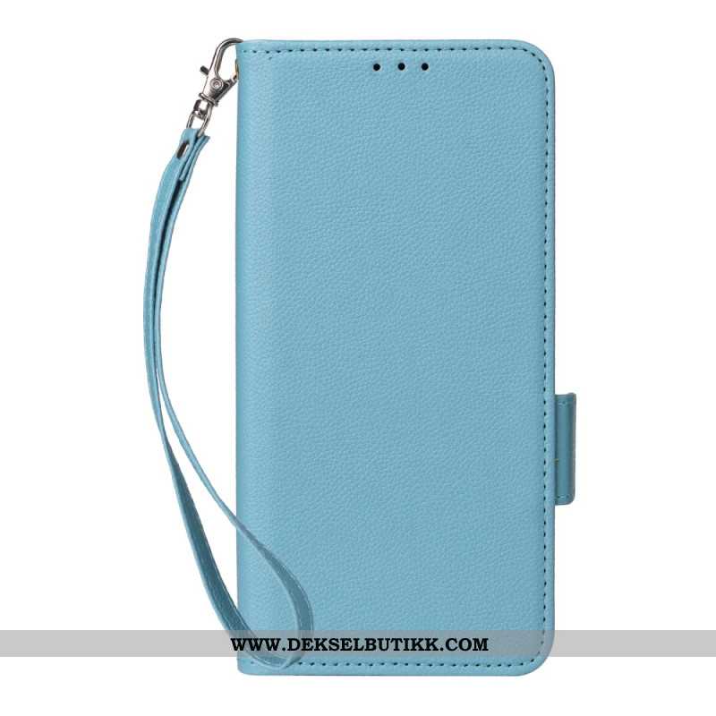 Lærdeksel Folio Deksel Xiaomi Redmi Note 14 Pro 4g Mobildeksel Stropp I Litchi-imitasjonsskinn