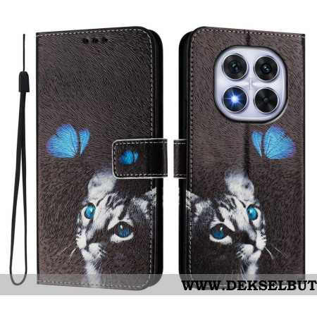 Lærdeksel Folio Deksel Xiaomi Redmi Note 14 Pro Plus 5g Mobildeksel Sommerfugl- Og Kattemønster