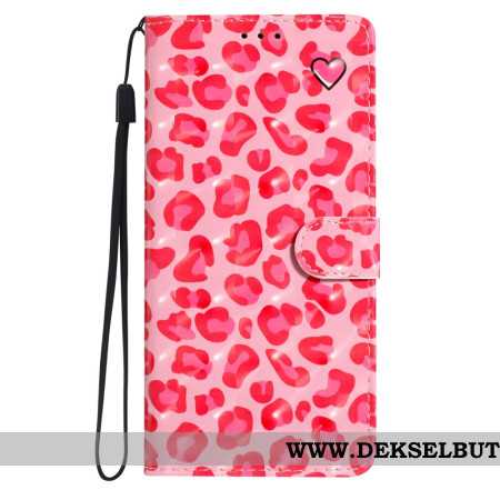 Lærdeksel Folio Deksel Xiaomi Redmi Note 14 Pro Plus 5g Rosa Leopardmønster 3d