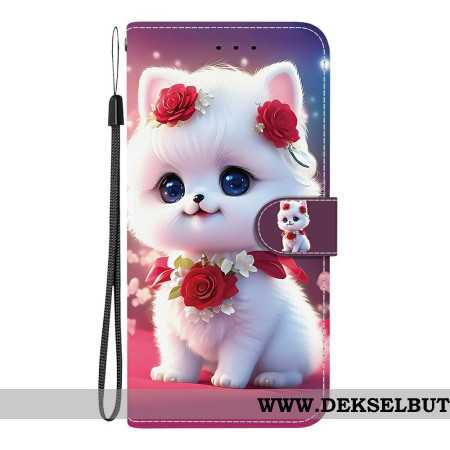 Lærdeksel Folio Deksel Xiaomi Redmi Note 15 5g Mobildeksel Katt Og Roser