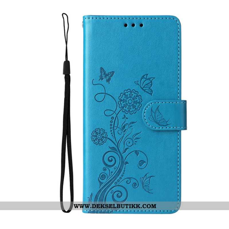 Lærdeksel Folio Deksel Xiaomi Redmi Note 15 Pro 5g Mobildeksel Sommerfugler Og Blomster