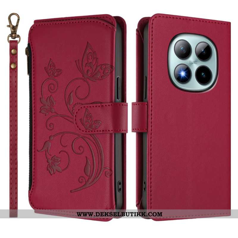 Lærdeksel Folio Deksel Xiaomi Redmi Note 15 Pro Plus 5g Mobildeksel Blomsterlommebok