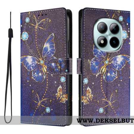 Lærdeksel Folio Deksel Xiaomi Redmi Note 15 Pro Plus 5g Mobildeksel Dyrebare Sommerfugler