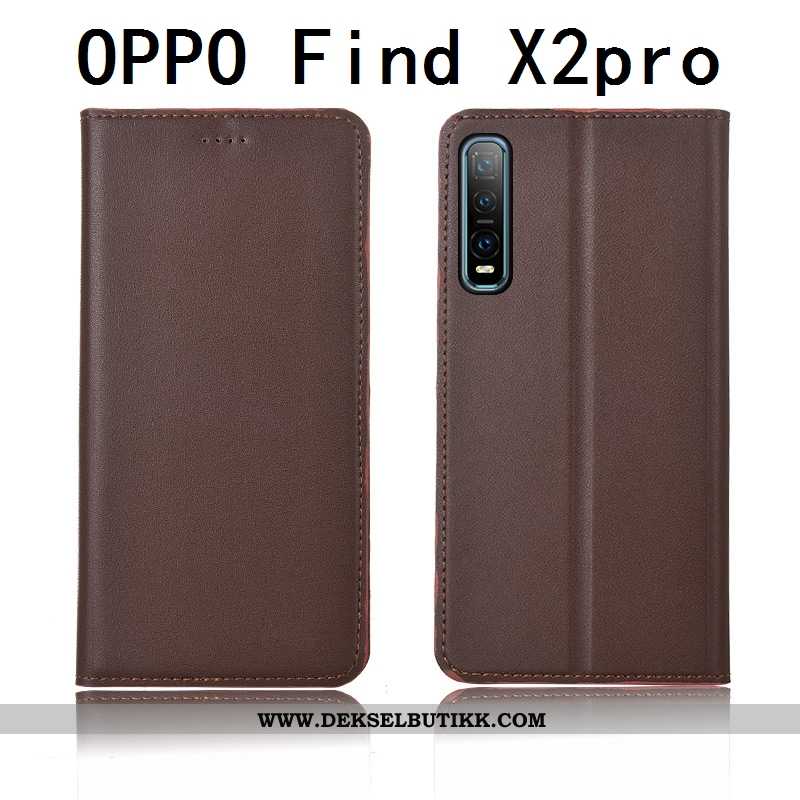 Deksel Oppo Find X2 Pro Skinndeksel Gul Clamshell Mobiltelefon, Etui Oppo Find X2 Pro Skinn Rabatt