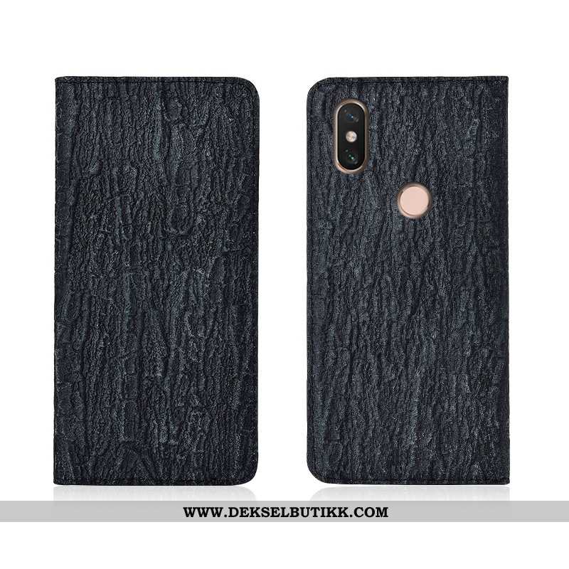 Deksel Xiaomi Mi Max 3 Skinn Lær Tre Mobiltelefon Etui Svart, Xiaomi Mi Max 3 Myke Tilbud